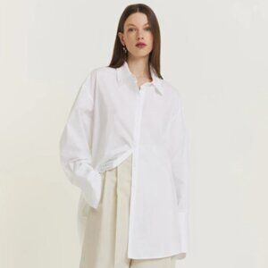 NEW CALCATERRA Women’s Basic Button-Up Blouse – White Size 4